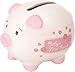 Suki Gifts International Baby's First Piggy Bank Ceramic Piggy Bank in Gift Box (Small, Pink/ White)