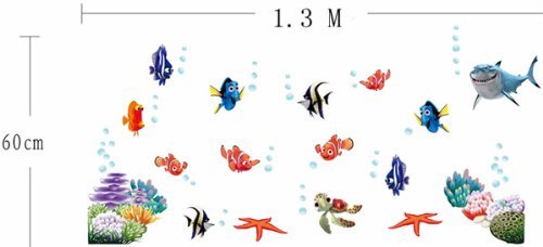 DecoBay Finding Nemo Fisch Wand Sticker Mehrweg Wiederverwertbar Kinder Aufkleber Badezimmer Wandtattoo Kinderzimmer Wandsticker - 3