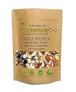 TOUCHSTONE Daily Munch/Dose 25+ Varieties Nuts, Seeds, Berries & Smarties | Healthy Snack for All- Single pack (400 Grams)
