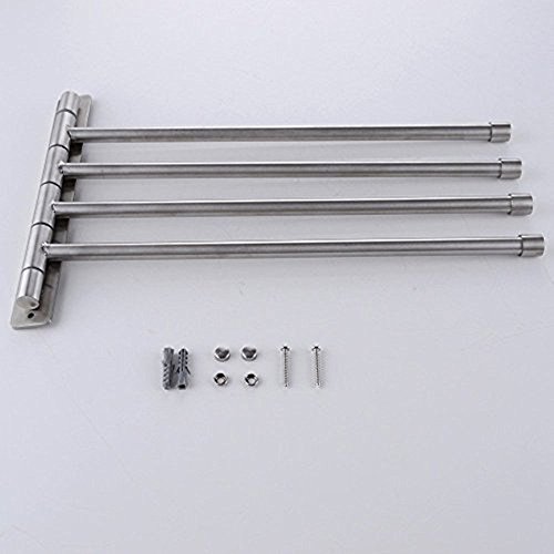 Glighone Handtuchhalter Badezimmer Küche Halter Wandmontage Speicher Organizer mit 4 Swivel Bars SUS304 Edelstahl gebürstet Finish - 4