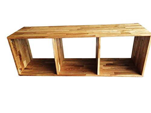 SAM® Stilvolles Holz-Regal Cube III aus Wildeiche, Massiv-Würfel mit 3 Fächern und pflegeleichter geölter Oberfläche, natürliche Optik, ideal kombinierbar mit anderen Möbeln, 105 x 36 cm