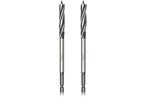 Meccion Wood Drill Bit 10mm x 165mm x 2pcs Professional Self Feed Speed Auger Drill Bit 1/4 Inch Hex Shank Woodworking Hole Drill Bit