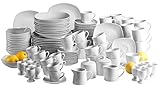 Die Zusatzartikel dieses Sets sind 12 Espressoobere à 9 cl, 12 Espressountere à 11 cm, 12 Kaffeebecher à 33 cl, 12 Schüsseln à 14,5 cm, 12 Eierbecher, 2 Zuckerdosen und 2 Gießer.