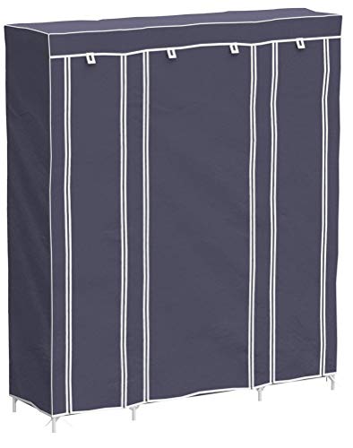 Meerveil Armoire en Tissu Penderie de Vêtement en Toile Mobilier de Chambre Rangement de Vêtements Unique Tringles à Vêtements (Gris)