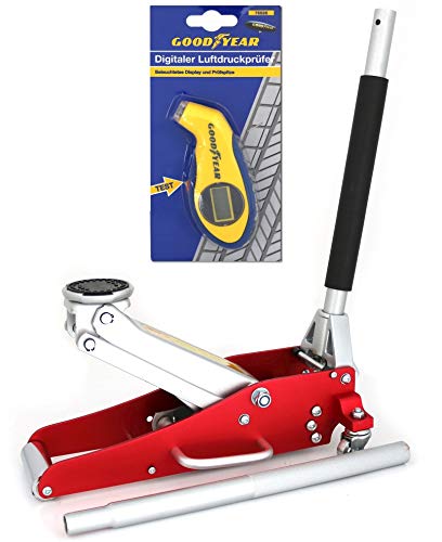 Preisvergleich Produktbild Unitec Rangierwagenheber 10022 + Goodyear Reifendruckprüfer 50290