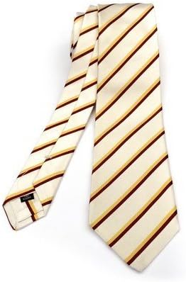 Real Luxury Napoli Regimental Range Tie 7 Fold Lined White Background with Red and Yellow Stripes