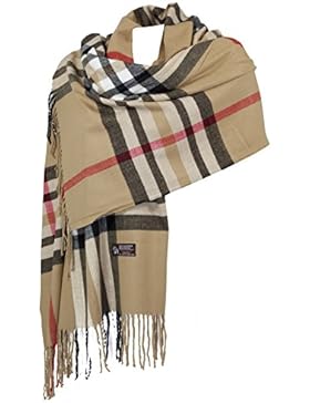 Ornella Venturi Firenze Damen Stola-Schal,Karo Schal, karoschal, kaschmir schal, Kaschmir Viskose camel kariert...