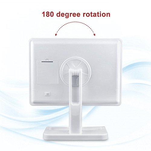 Makeup Spiegel mit 20 LEDs, MIRI Kosmetikspiegel Dimmbar, Batteriebetrieben Schminkspiegel, Touch Schalter Tischspiegel Standspiegel mit Licht – Weiß - 5