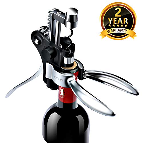 Tire Bouchon de Vin Coffret Cadeau Ouvre Bouteille - Un Amélioré Modèle 2020 Approuvé FDA. Kit de Débouchage Vin, Ensemble Cadeau Coupe-Capsule et Bouchon sous Vide pour Hommes Femmes, Oenophile