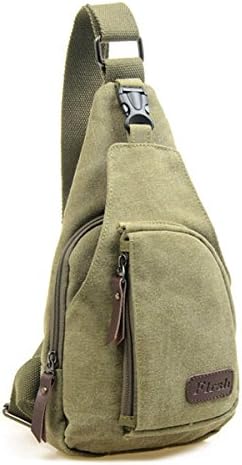 Ushang Outdoor Chest Pack Casual Sports Canvas Crossbody Sling Bag Hiking Bag, Army Green