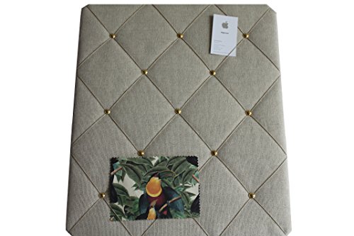 Pinnwand, „Laura Ashley natur Leinen mit Messing Trim“ Größe 48 x 40 cm Wanddekoration, Bulletin Board - 2
