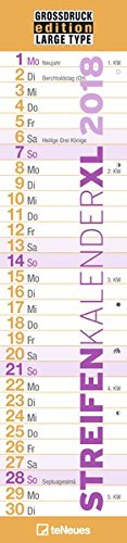 Preisvergleich Produktbild Grossdruck 2018 - Streifenkalender, Notizkalender, Spiralbindung - 15 x 64 cm