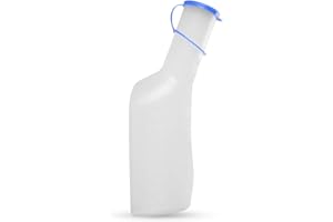 HYGIENE100 Butelka na mocz dla mężczyzn, 1 litr / 1000 ml, trwała, przezroczysta, z tworzywa sztucznego, butelka na mocz z szczelną zakrętką, łatwa do odczytania linia pomiarowa, przenośna do podróży