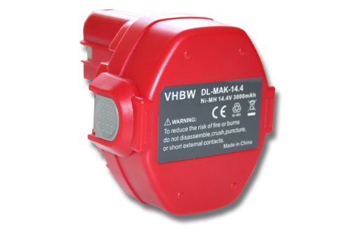 vhbw Batería Ni-Mh 3000mAh (14.4V) para herramientase Makita 1051D, 1051DWA, 1051DWAE, 1051DWD reemplaza Makita 1420, 1422, 1422 192600-1.