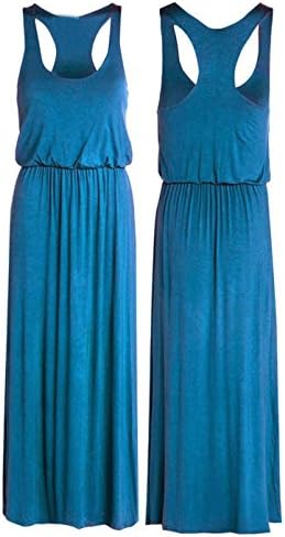 LUL® WOMEN BALLOON MAXI DRESS LADIES JERSEY PUFFBALL TOGA RACER BACK VEST LONG DRESS REGULAR SIZES TEAL