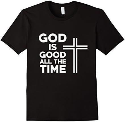 Men's God Is Good All The Time Cross Of Jesus Christ T-Shirt Medium Black
