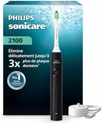 Philips Sonicare Serie 2100 - Spazzolino da denti elettrico sonico, elimina 3 x più piastre, sensore di pressione, SmarTimer & QuadPacer, Blu cobalto (HX4021/04) (nero)