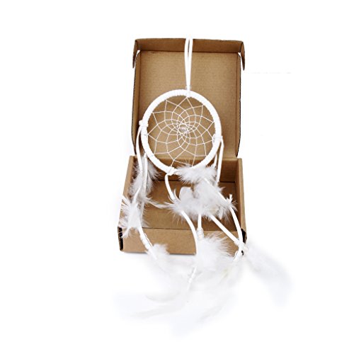 Traumfänger Handgemachte weiß Feder mit Clear Perlen Dreamcatcher Wand Hängende Dekoration - 9