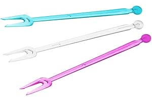 Paluplus 3000 Forchettine a 2 punte RIUTILIZZABILI, lunghezza 8,5 cm, forchette da Aperitivo per alimenti, Finger Food, Stuzzichini, colori misti Trasparente, Lilla e Celeste -NFC