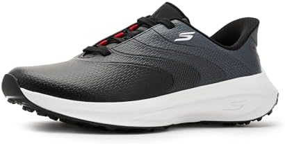 Skechers Uomo Go Golf Mens Synthetic Upper Lace Up Spike Less Golf Shoe Slip-in ALLENATRICE, Black, 40 EU