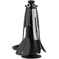 Joseph Joseph - Elevate - Set de 6 Ustensiles de Cuisine avec Porte-Ustensiles rotatif - Gris et Inox