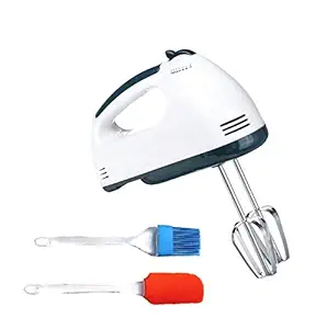 FINALIZE Hand Mixer 7 Speed and Blenders with Highest Speed Whisker & Beater and 4 Pieces Stainless Hooks Blender Ice-Cream,Egg, Cake Bakery,Cream Mix 7-Speed with Free Spatula and Oil Brush Set