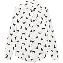 next Mujer Camisa Con Estampado Petite Blanco/Negro Gato EU 38 (UK 10)