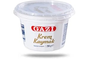 Gazi Krem Kaymak Rahmerzeugnis - 12x 200g - Rahmprodukt Schichtsahne 23% Fett aus 100% Kuhmilch, leckere Beilage zu Süßspeisen oder als Brotaufstrich, wärmebehandelt vegetarisch