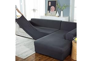 JLKC HUIPYOU Housses de Canapé D Angle Couverture de Canape en Forme de L Couvre Canape Gris/Beige/Bleu Housse de Canapé Extensibles avec Méridienne Gauche/Droite Housse Protection Canapé Chat Chien