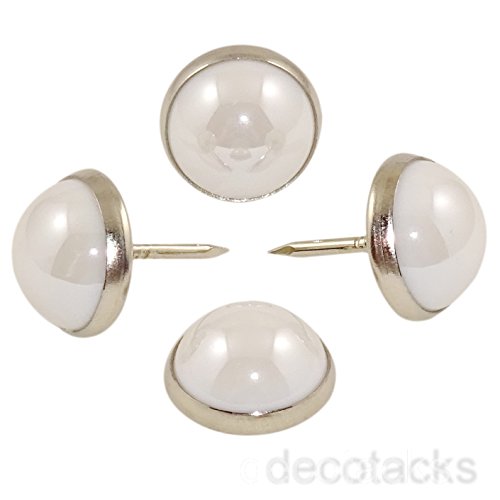 Decotacks 7/16" Pearl Shape Thumbtacks for bulletin and cork boards 25 Pcs/Pack DWPT(white)