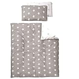 2 teiliges Bettwäsche Set Little Stars, moderne Applikationen • Kleinkind Kinder Bett Decke Kissen Baumwolle Sterne
