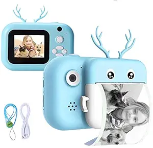 Camera for Kids Girls Boys, Instant Camera Printer, 24MP Digital Camera Toddler Camera with Printing, HD 1080P Video Camera Child Selfie Camera Toy Camera Kids Camcorder 2.4 Inch Screen (Bluish-green)