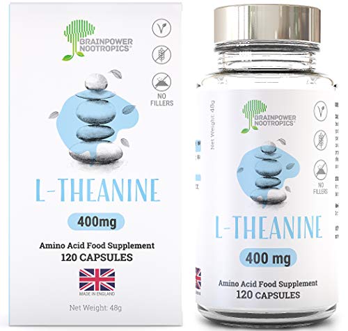 L-Theanine by Brainpower Nootropics 400mg | Amino acid for cognitive function and concentration, | anxiolytic | pharmaceutical quality | Money back guarantee