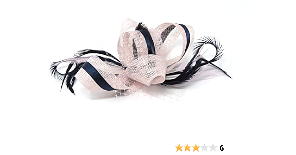 Blush pink fascinator with navy blue 