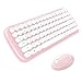 Produktbild bloatboy Kabellose Runder Punk 84 Schlüssel Tastatur und Maus Set - Ultra Dünne Kabellose Tastatur Maus für Windows Laptop (Pink)