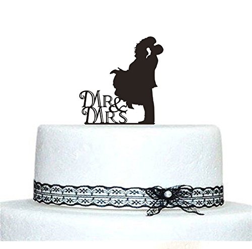 Musuntas Personalized Mr & Mrs Wedding Cake Topper Kuchendeckel, Braut-und Bräutigam-Hochzeits-Silhouette （style 1)