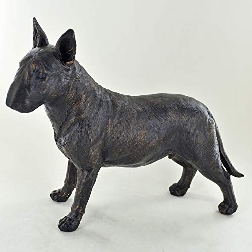 Prezents. com Grande Bull Terrier Debout Painted Bronze Sculpture en résine - Pet Gifts Démarquer Home Decor H19 cm