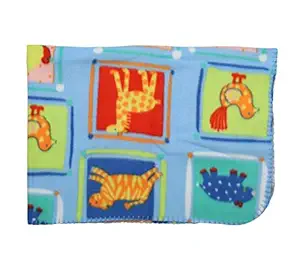 LuvLap Baby? Wrapper cum Soft Reversible Blanket / Kids Blanket, Flannel, 70cmx100cm, Animal Prints (Sky Blue)
