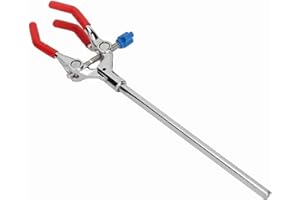 YOSOO HEALTH GEAR Retort Clamp, 3 Prong Laboratory Clamp, Adjustable Swivel Clamp Zinc Alloy Laboratory Retort Stand Condenser Flask Clamp 28cm Length