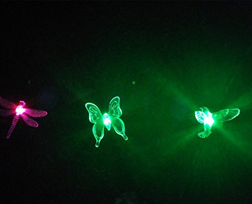 3er Set Solarleuchten Gartenleuchten Dekolichter Garten, Farbenänderung LED Leuchten mit Kolibri, Schmetterling, Libelle Solarlichter Garten von NORDSD - 4