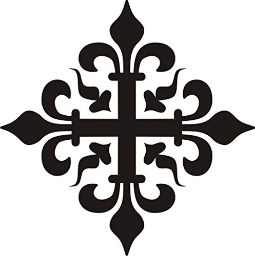 T-Shirt E1085 Schönes T-Shirt mit farbigem Brustaufdruck - Logo / Grafik / Design - abstraktes Pflanzen Ornament mit schönen Verzierungen und einem Kreuz Mehrfarbig