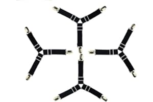 ZDHOSTY Bed Sheet Clips 4pcs Bed Sheet Holder Corner Triangle Mattress Cover Clips Bed Sheet Fasteners Mattress (4pcs 3 collets, black)