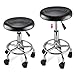 Popamazing Height Adjustable Beauty Salon Swivel Gas Lift Stool Massage Tattoo(Black Stool)