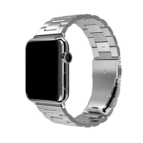 Für Apple Watch Armband 42mm Silber,Rosa Schleife® Edelstahl Metall Apple iWatch Armband Uhrenarmband Replacement Strap Armbänder mit Metallschließe für Apple Watch Sport & Edition Alle Versionen (nur für alle 42mm Versions) - 6