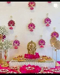 Divyakosh Handmade Wall Decor Lotus with jhumki Style Hanging for Home Decor,Diwali Decor ,Wedding and All Festival Decor ( 6 PCS).Delivery time 5-6 Days from The Date of Order for South India.