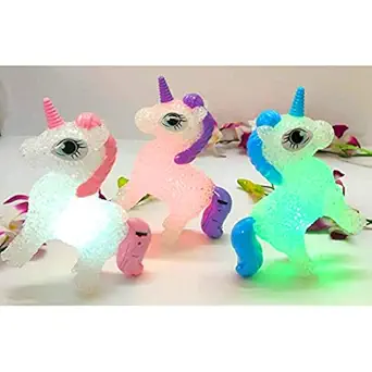 Economical Store 91 Pack of Any 1 Small Night Lamp LED Seven-Color Lights Granule Crystal Looking Unicorn Theme for Kids Bedroom Side Table Birthday Present Return Gift Ideas for Girls Home and Decor