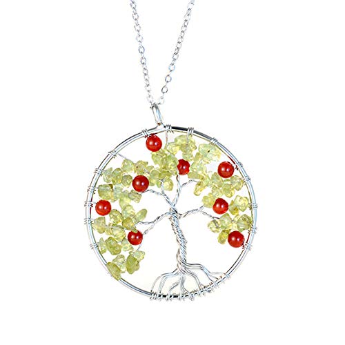 Preisvergleich Produktbild WL Halskette Schmuck Kristall Crushed Stein Lebensbaum Halskette Persönlichkeit Obstbaum Halskette Anhänger Halskette