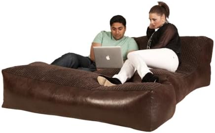 Extra Large Ivory PU Faux Leather Bonkers Love Sack Bean Bag with Love Bench ideal for Relaxing Available in 5 Various Soft Fabric Top Covers (Black)