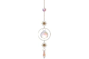 ZHUHUAPH Chakra Healing Crystal Glass Sun Catchers for Windows, Hanging Sun Crystal Pendant Rainbow Maker Ornament for Home Office Garden