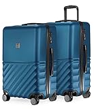 HAUPTSTADTKOFFER - Boxi - Set de 2 valises de Voyage, Taille moyene 65 cm, Coque Rigide Legere, ABS, TSA, 4 roulettes Double, Bleu foncé